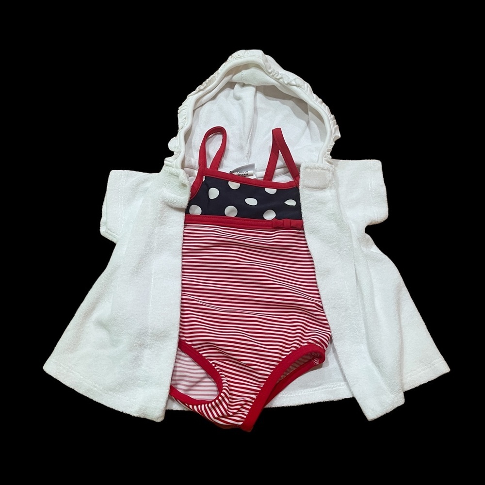 Florence Eiseman Swim Cover Up + Swimsuit Bundle Baby Girl Size 9M EUC
